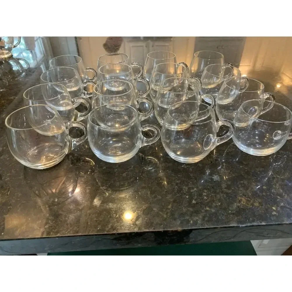 Vintage Glass Teacups Set‎ 16-Piece Clear